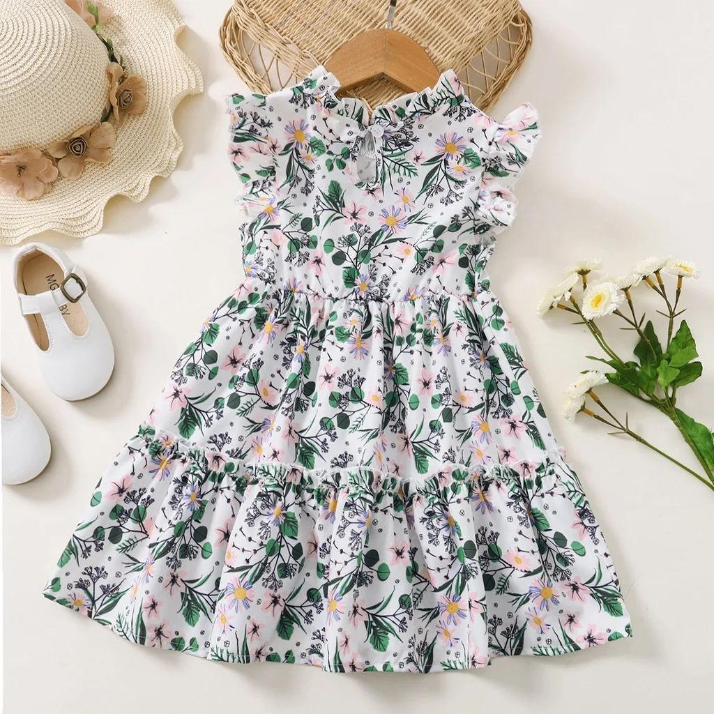 Vestido floral sin mangas para niños pequeños – Estilo retro línea A