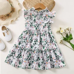 Vestido floral sin mangas para niños pequeños – Estilo retro línea A