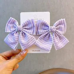 Lazo de pelo estilo academia a cuadros para niñas