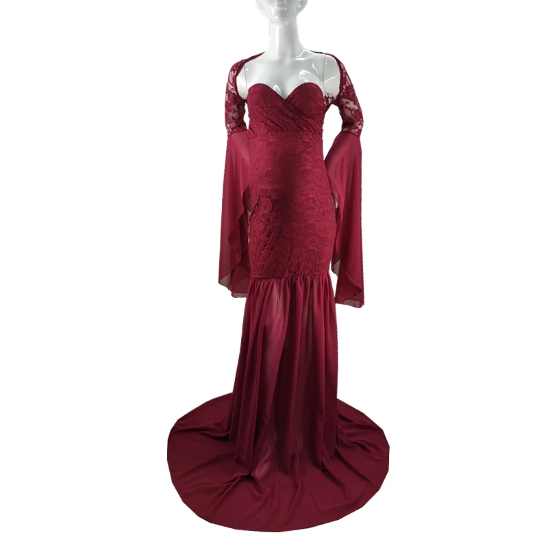 Vestidos con encaje y gasa para fotos de embarazo – Estilo maxi - imagen 3