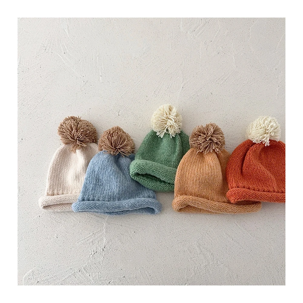 MILANCEL gorro de invierno tejido infantil de punto con pompón suave