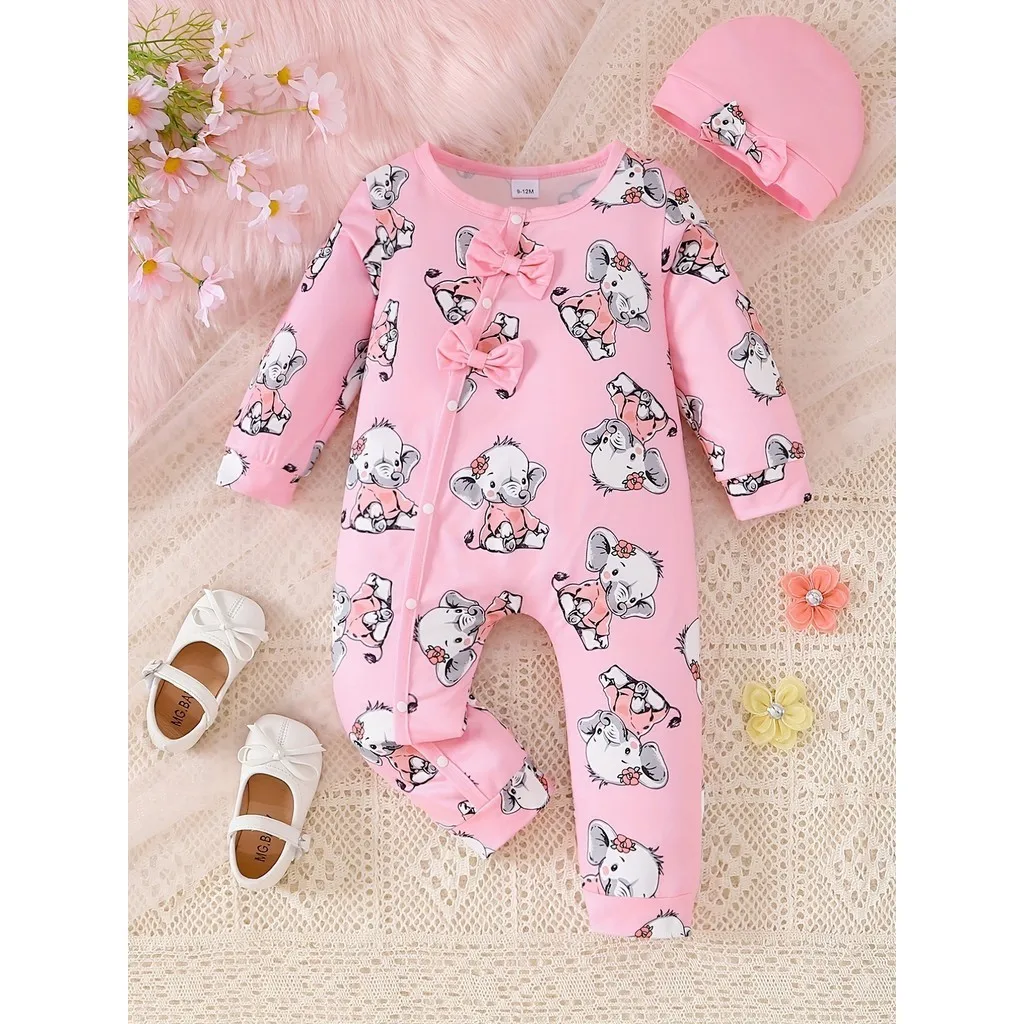 Pelele bebé con motivo elefante y sombrero para niña 0-24 meses - imagen 2