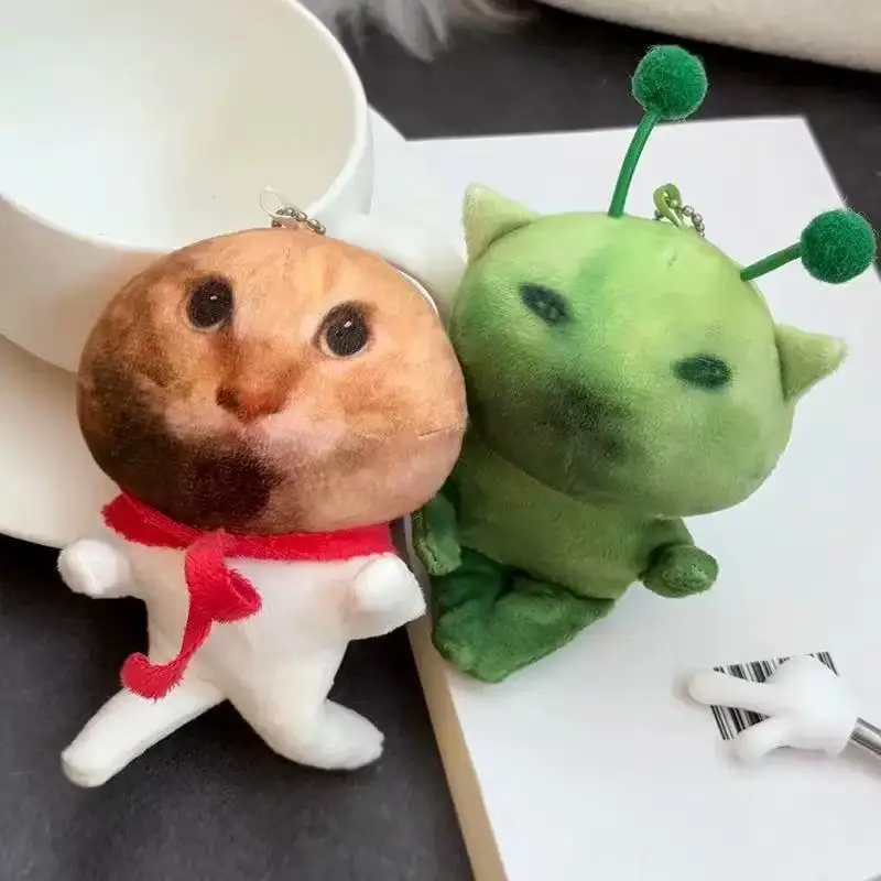 Peluche gato alienígena verde con llavero suave para regalos infantiles