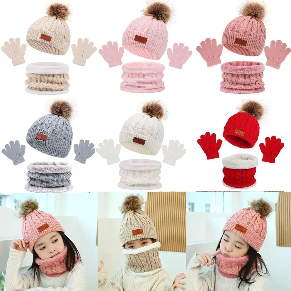 Gorro y bufanda tejidos con pompón para niños – Invierno 1-5 años - imagen 4