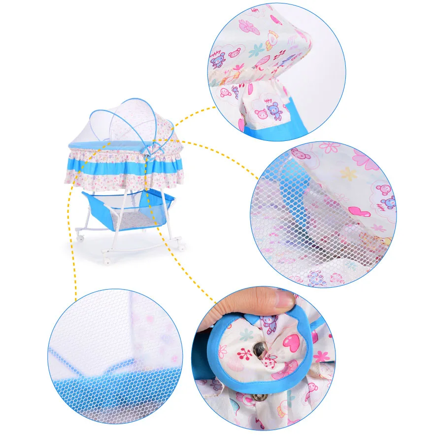 Cuna columpio para bebé con colchón, mosquitera y almohada suave - imagen 2