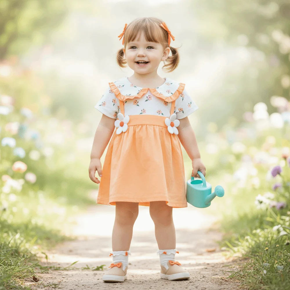 Vestido de encaje floral manga corta falda acampanada princesa verano - imagen 3