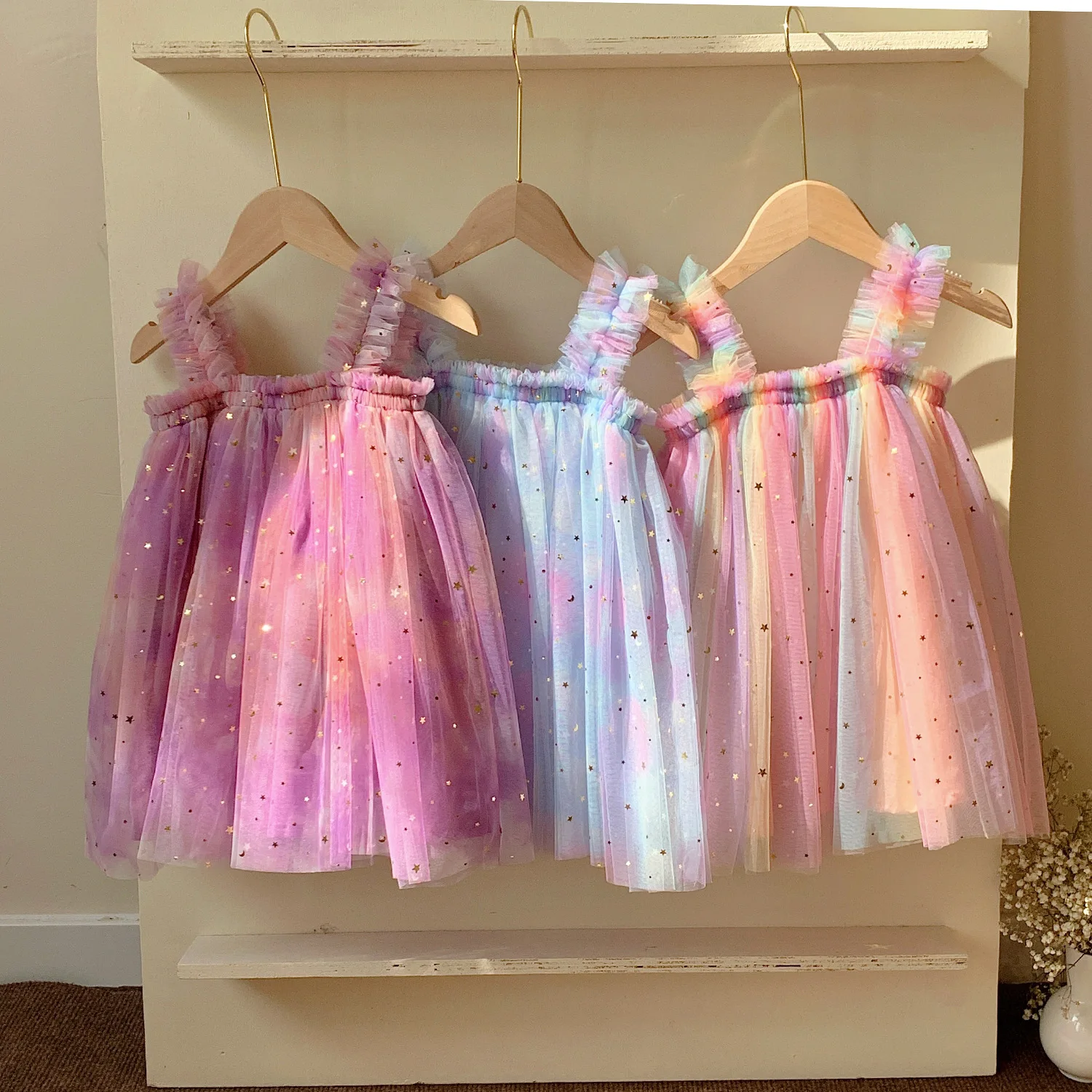 Vestido Milangel de lentejuelas arcoíris para niña – Verano