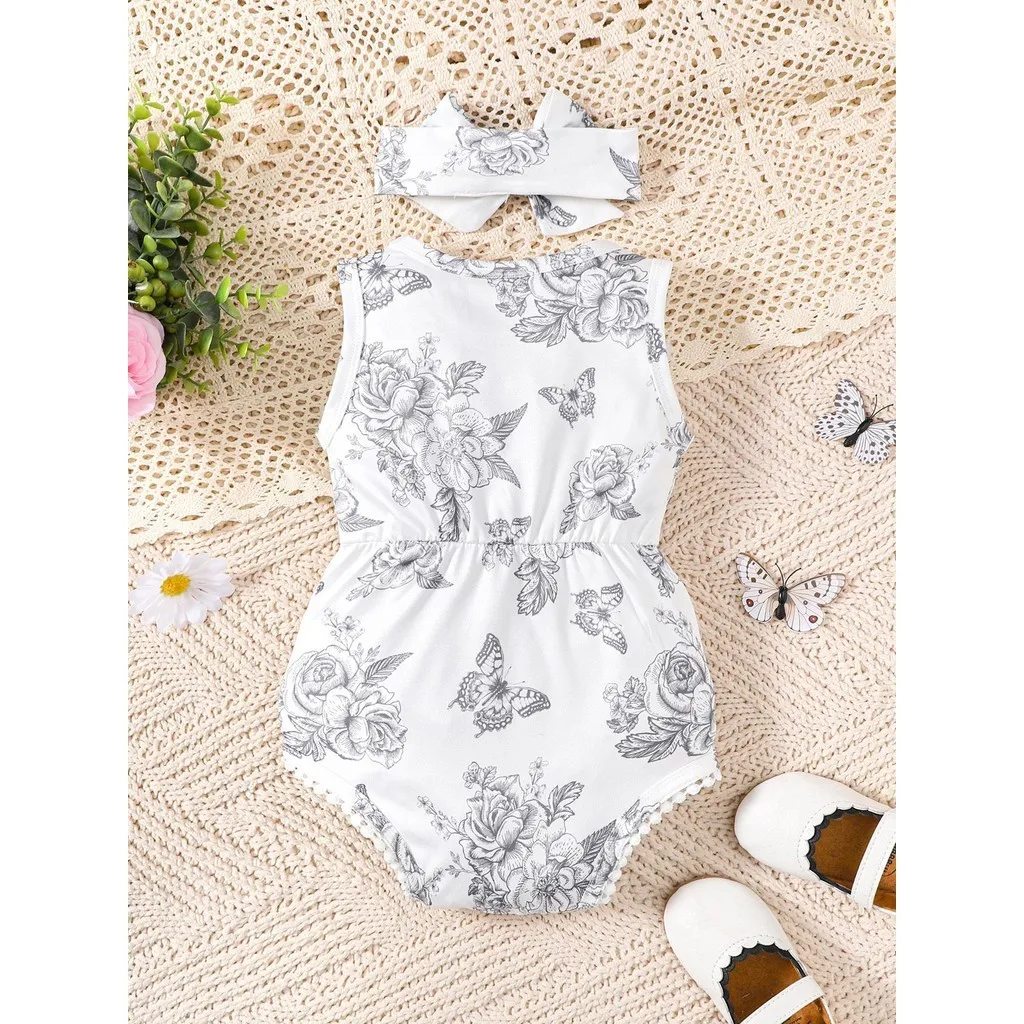 Body y pelele floral con diadema para bebé – Verano 0-2 años - imagen 5