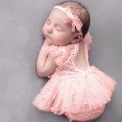 Vestido de bautizo con tutú y body para recién nacida