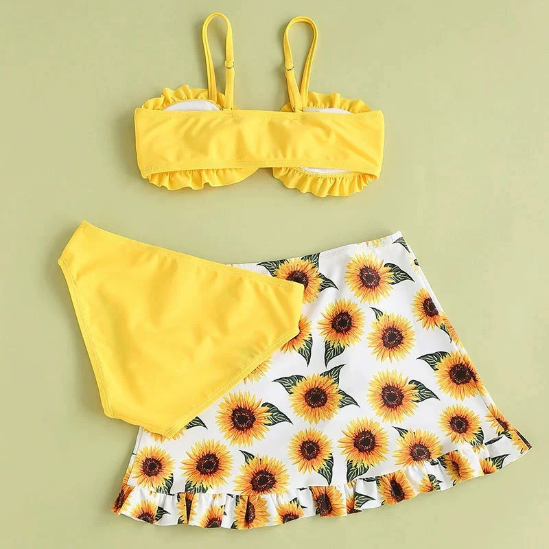 Conjunto traje de baño estampado infantil para niñas verano - imagen 4