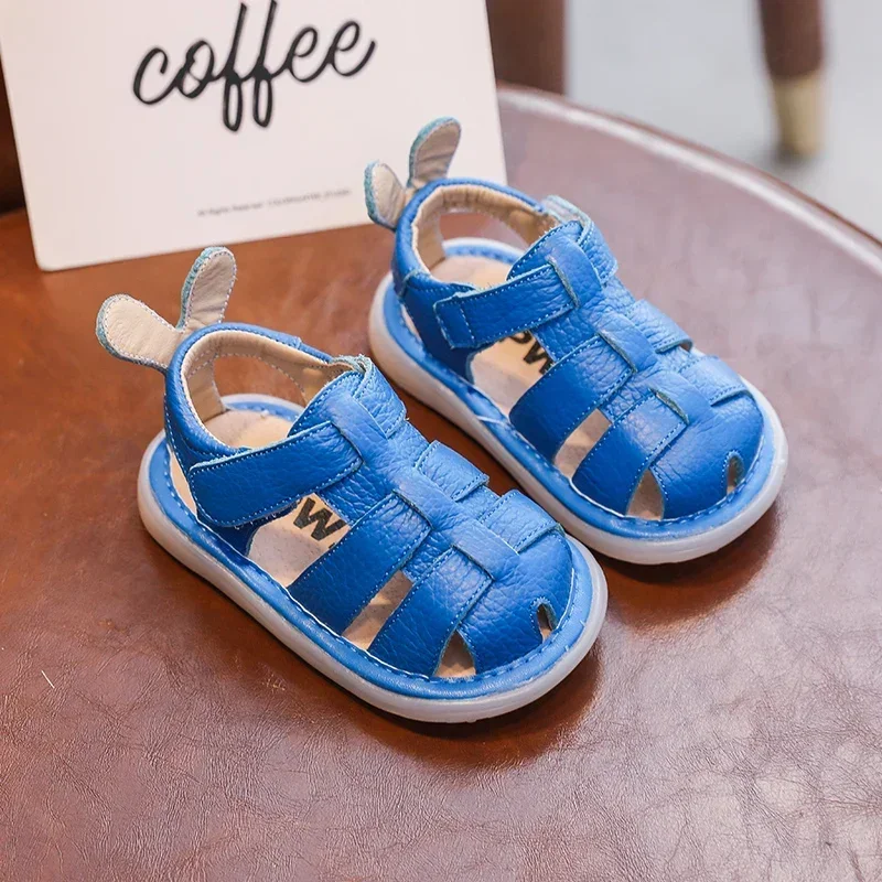 Sandalias anticolisión de cuero genuino para bebés y niños – Antigolpes - imagen 4
