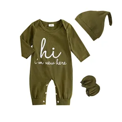 Conjunto de mameluco para bebé de otoño con letras y capota