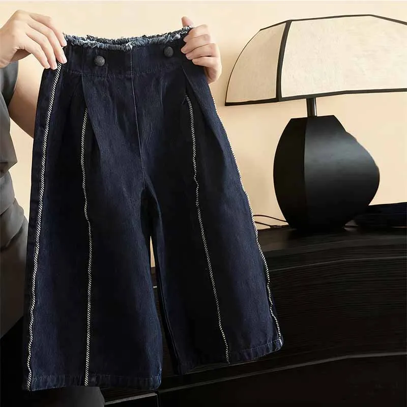 Pantalones vaqueros rectos a rayas para bebés – Estilo infantil