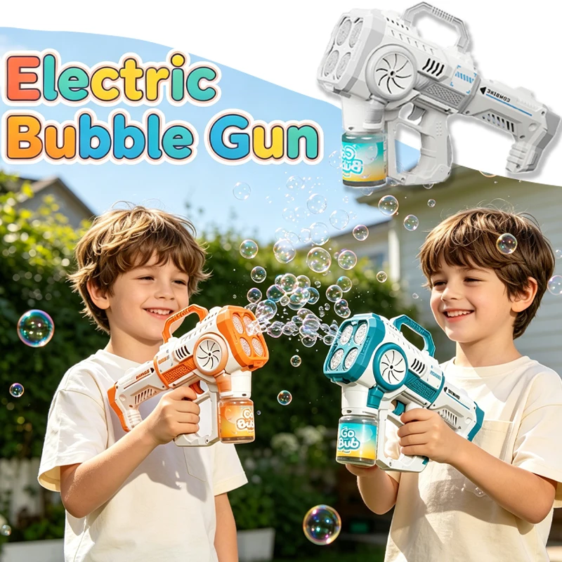 Pistola de burbujas LED automática para jabón, juego infantil