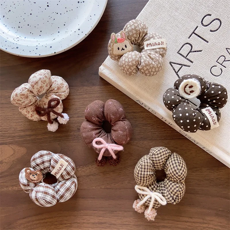 Coleteros elásticos infantiles con flores de algodón rellenas - imagen 5