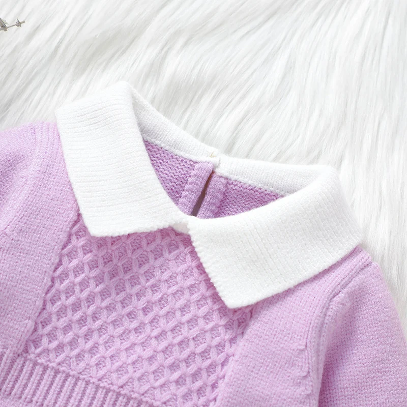 Pelele de invierno para recién nacida con cuello vuelto morado - imagen 5