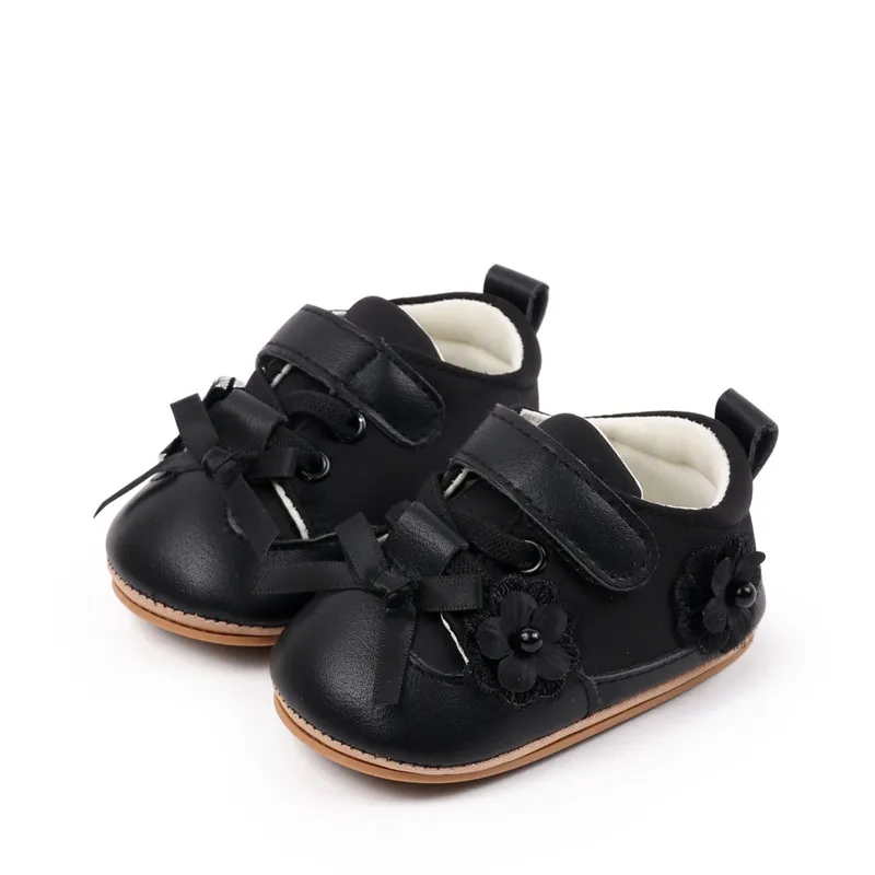 Zapatos bebé de cuero con flores entretiempo suela blanda transpirable