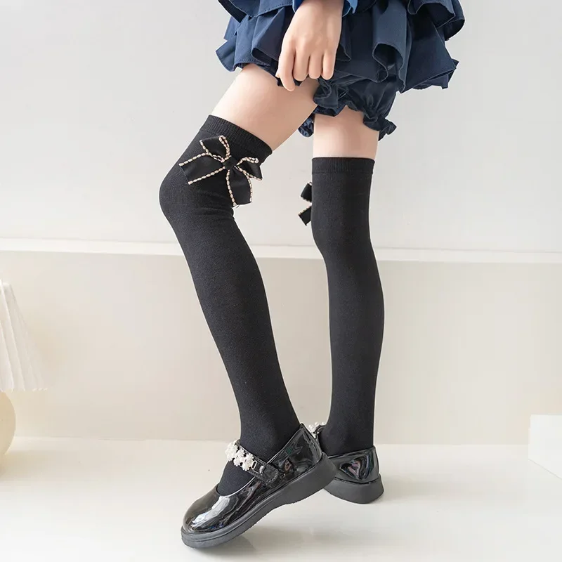 Medias Lolita con lazo para niña – Estilo invierno cálido y cómodo