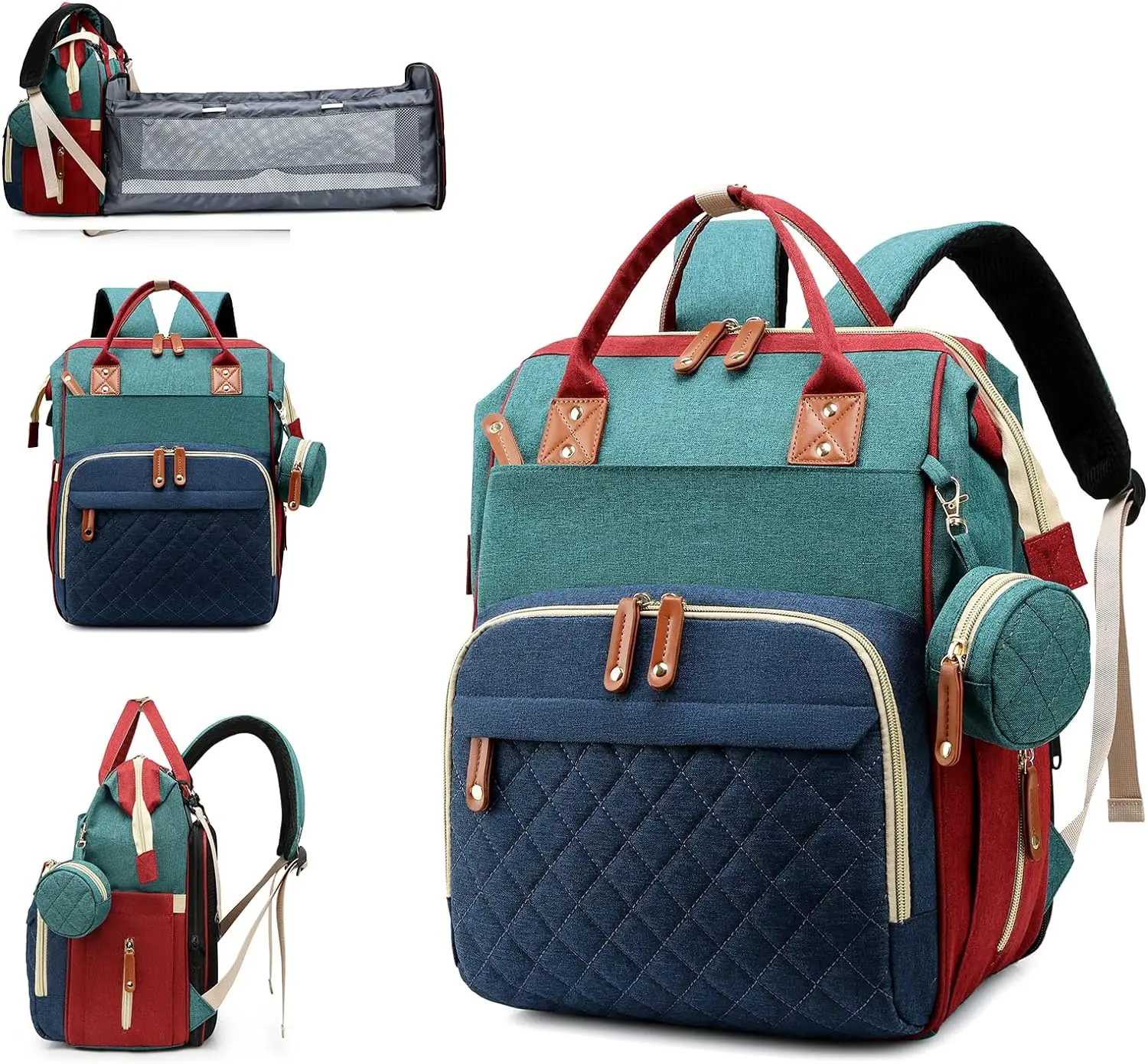 Mochila de pañales 3 en 1 en uso cruzada