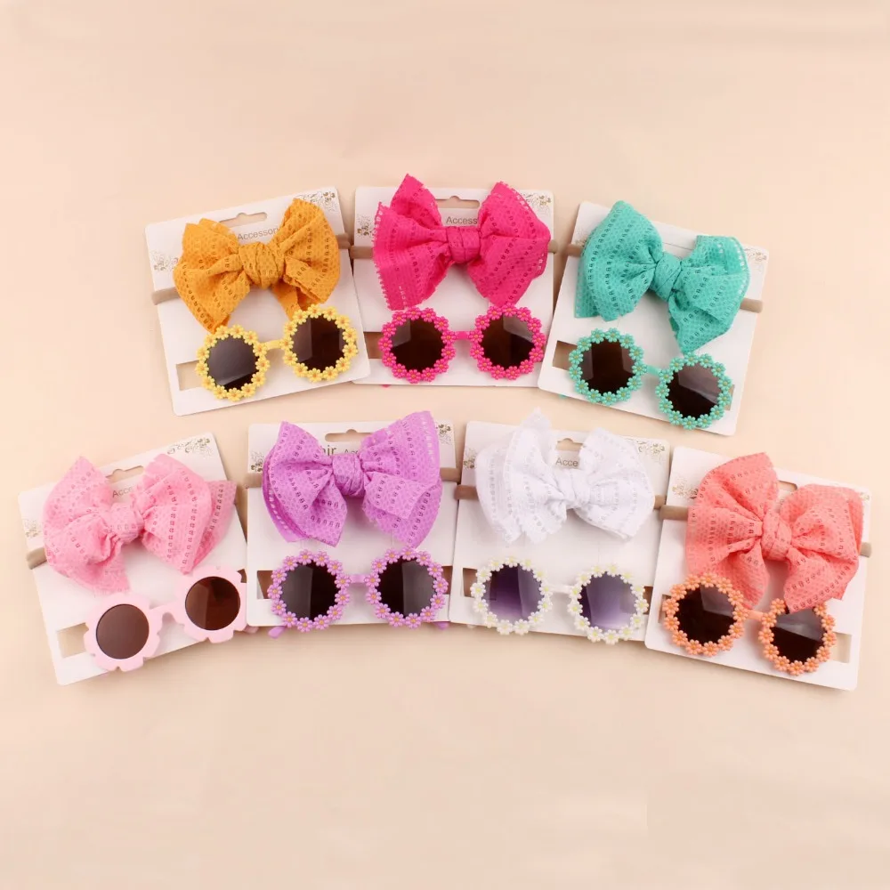 Diadema Bowknot ancha con gafas redondas