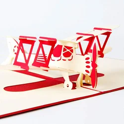 Tarjeta 3D con avión pop-up para cumpleaños, felicitación infantil