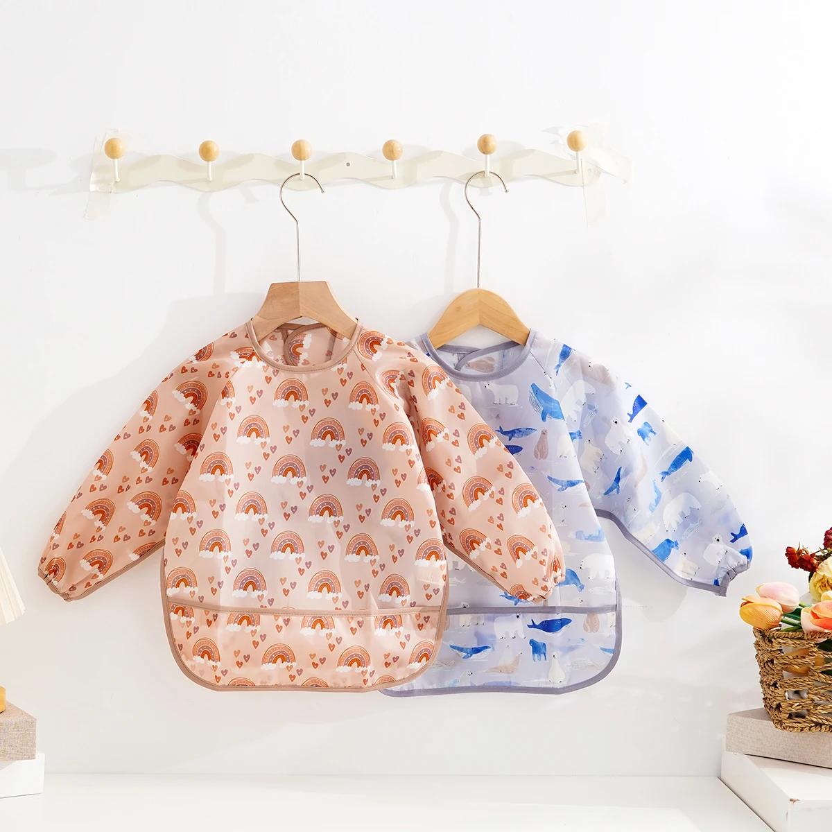 Elinfant babero impermeable de manga larga para bebé, fácil de limpiar - imagen 2