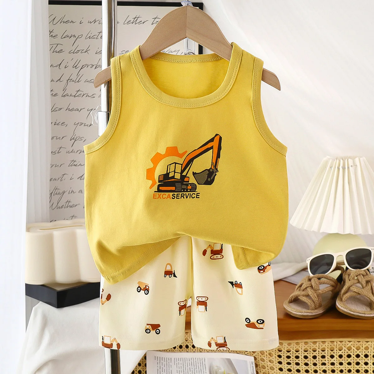 Conjunto chaleco niño de algodón transpirable manga corta verano - imagen 5