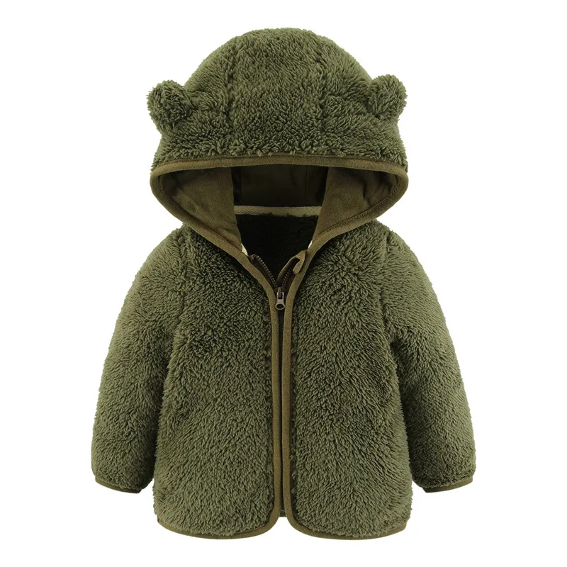Chaqueta lana bebé con cremallera y capucha – Abrigo invierno - imagen 4