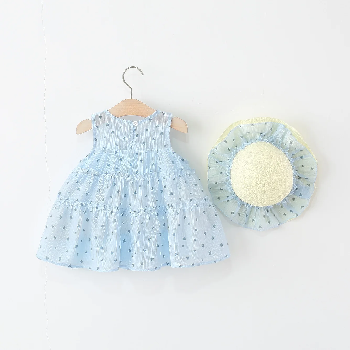 Conjunto vestido verano sin mangas para niña con sombrero de sol - imagen 2