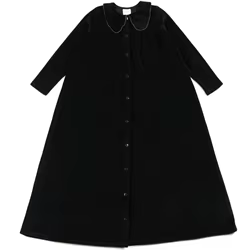 Vestido terciopelo verde para niña – Cuello Peter con botones delanteros