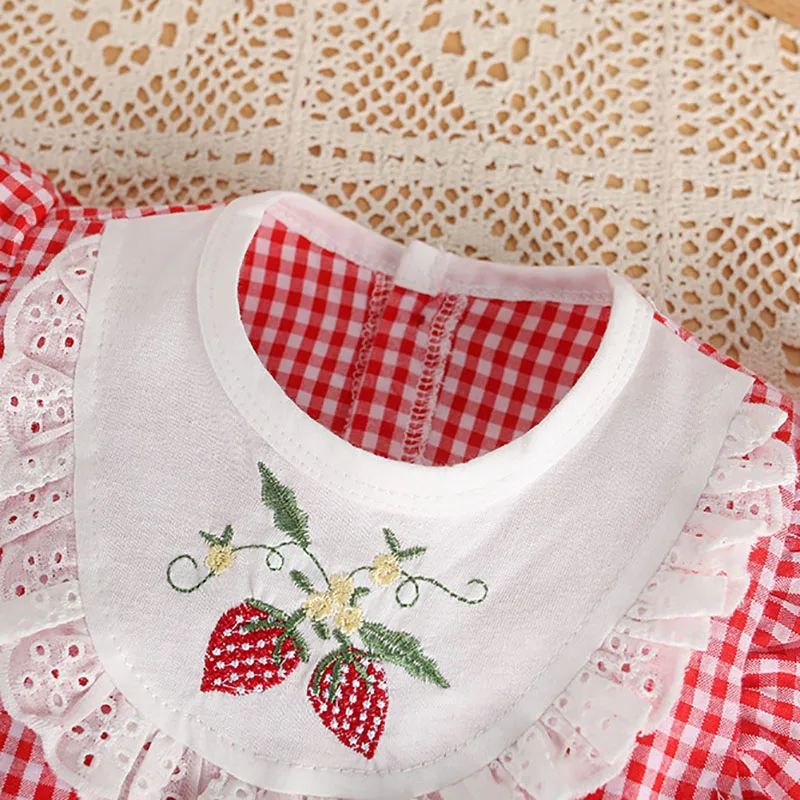 Mono bebé niña algodón fresa – Ropa de verano para recién nacido