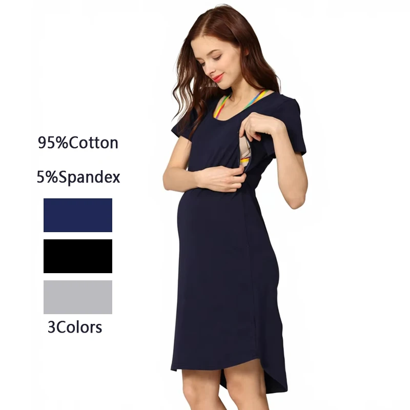 Zwangere vestido lactancia premamá verano talla grande con cremallera - imagen 2