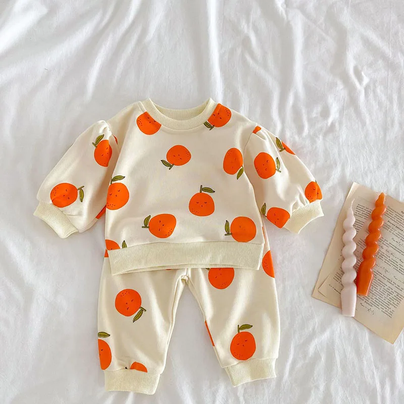 Conjunto bebé algodón con capucha – Estampado frutas otoño - imagen 3