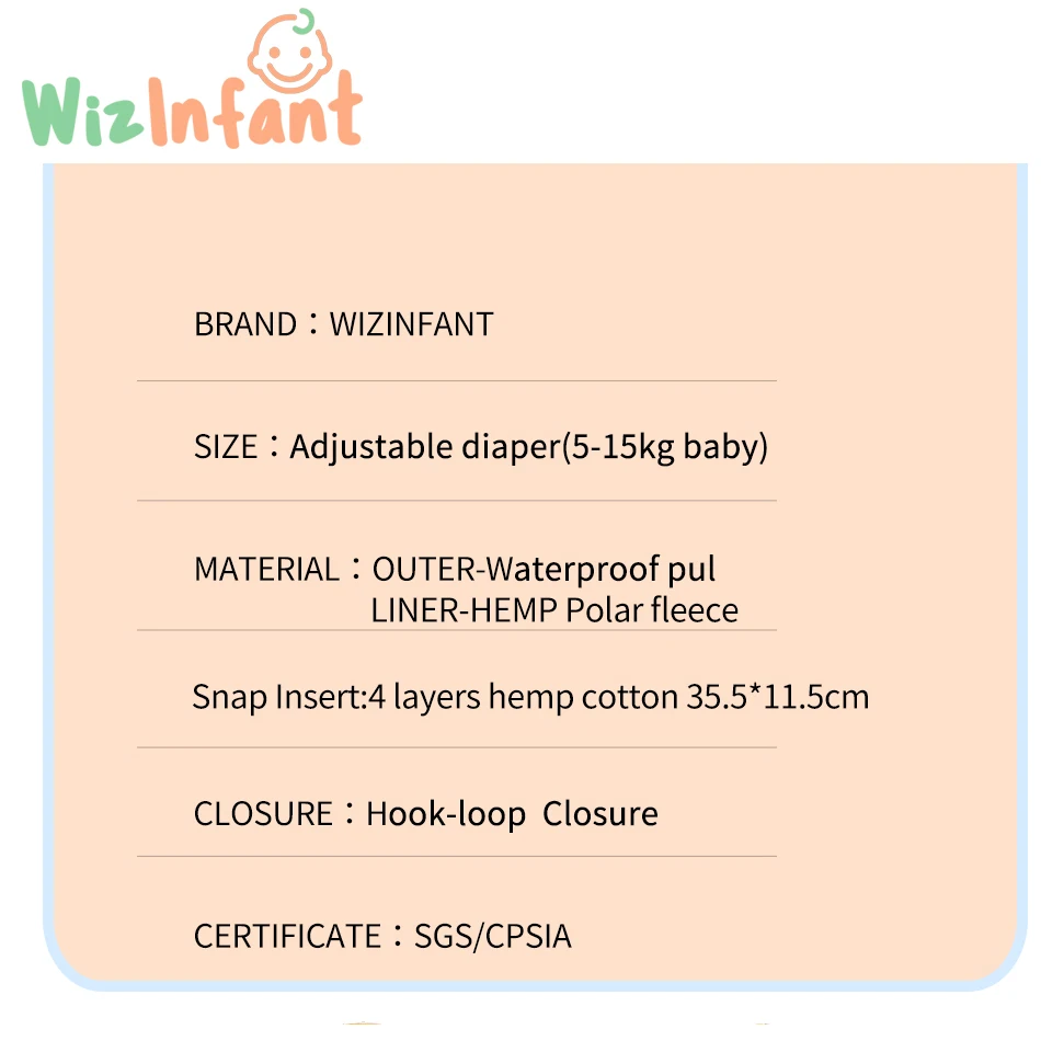 WizInfant Pañal de Tela AIO Algodón Cáñamo Reutilizable Cómodo - imagen 2