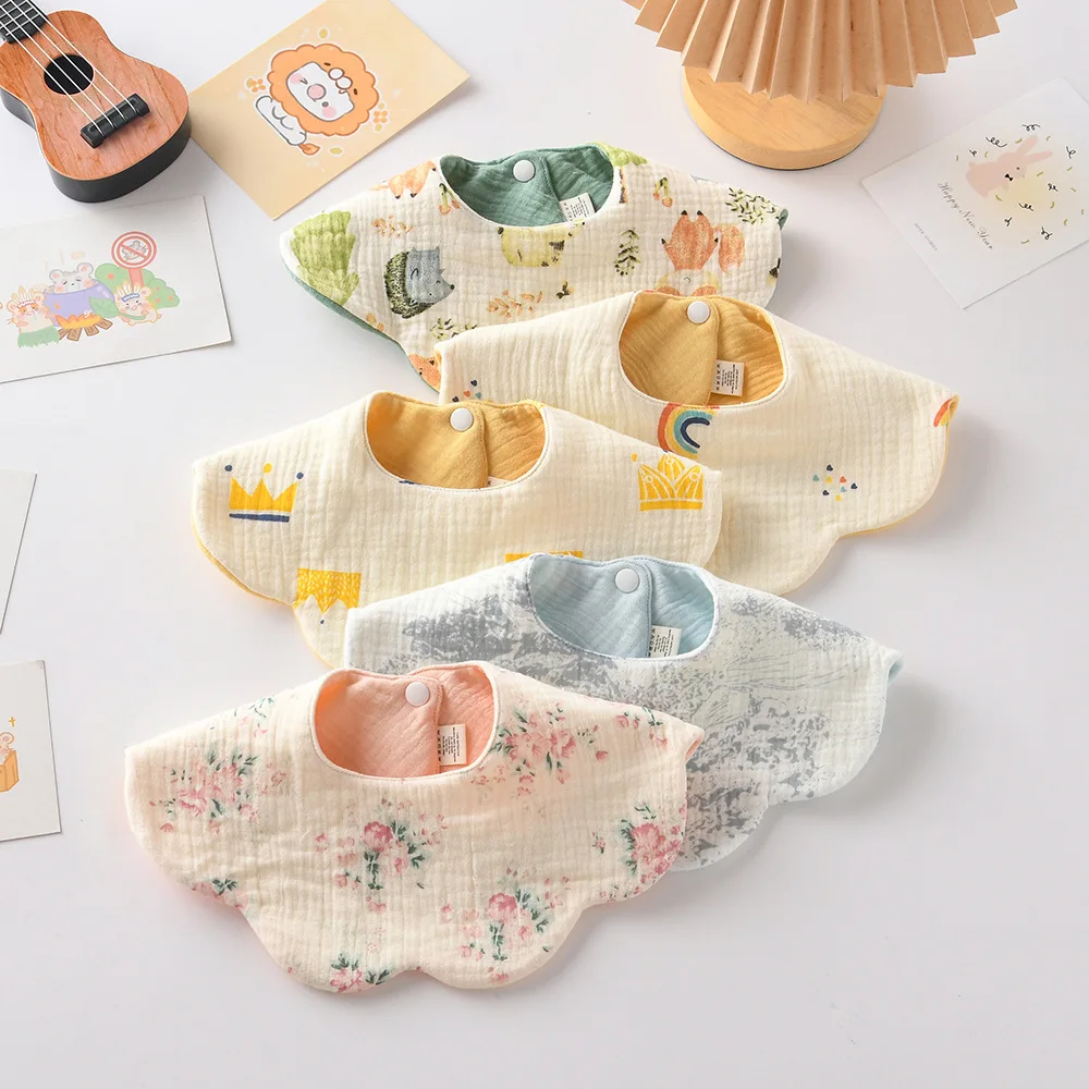 Babero bebé reversible de encaje ondulado suave para alimentación - imagen 3