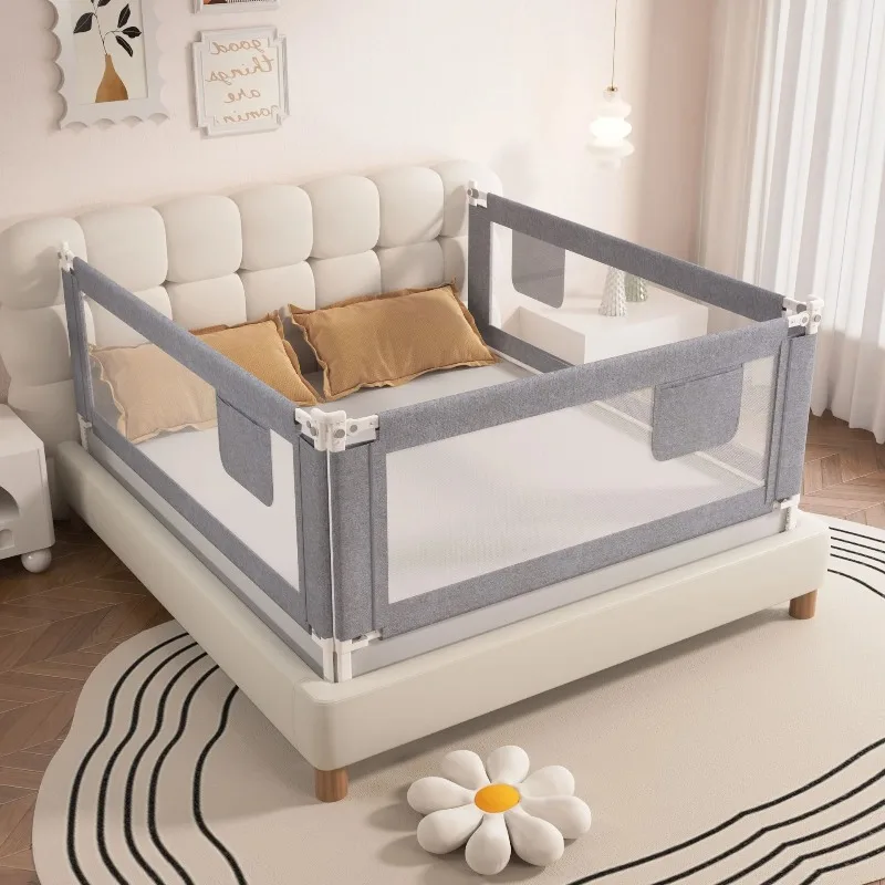 Barandilla de cama infantil ajustable anticaídas con malla transpirable - imagen 4