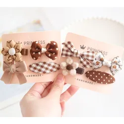 Pinzas para el pelo de bebé niña con lazo floral y conejito