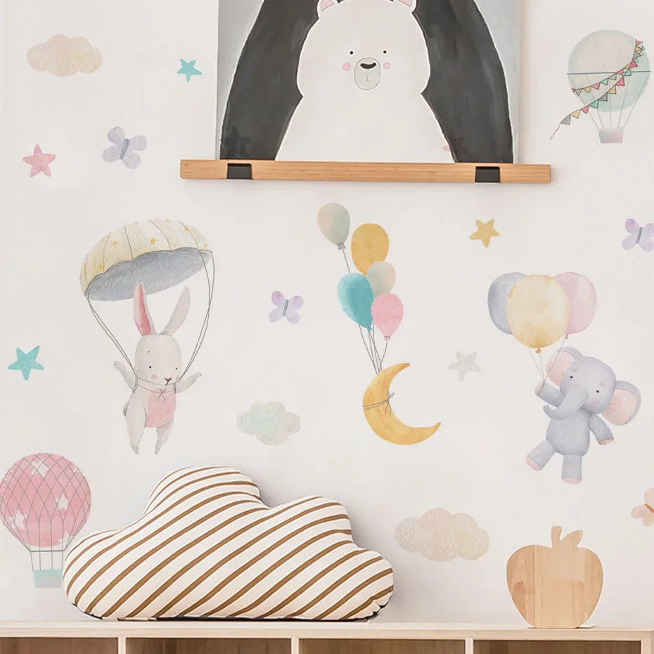 Pegatinas de pared animales para guardería: conejos y elefantes - imagen 2