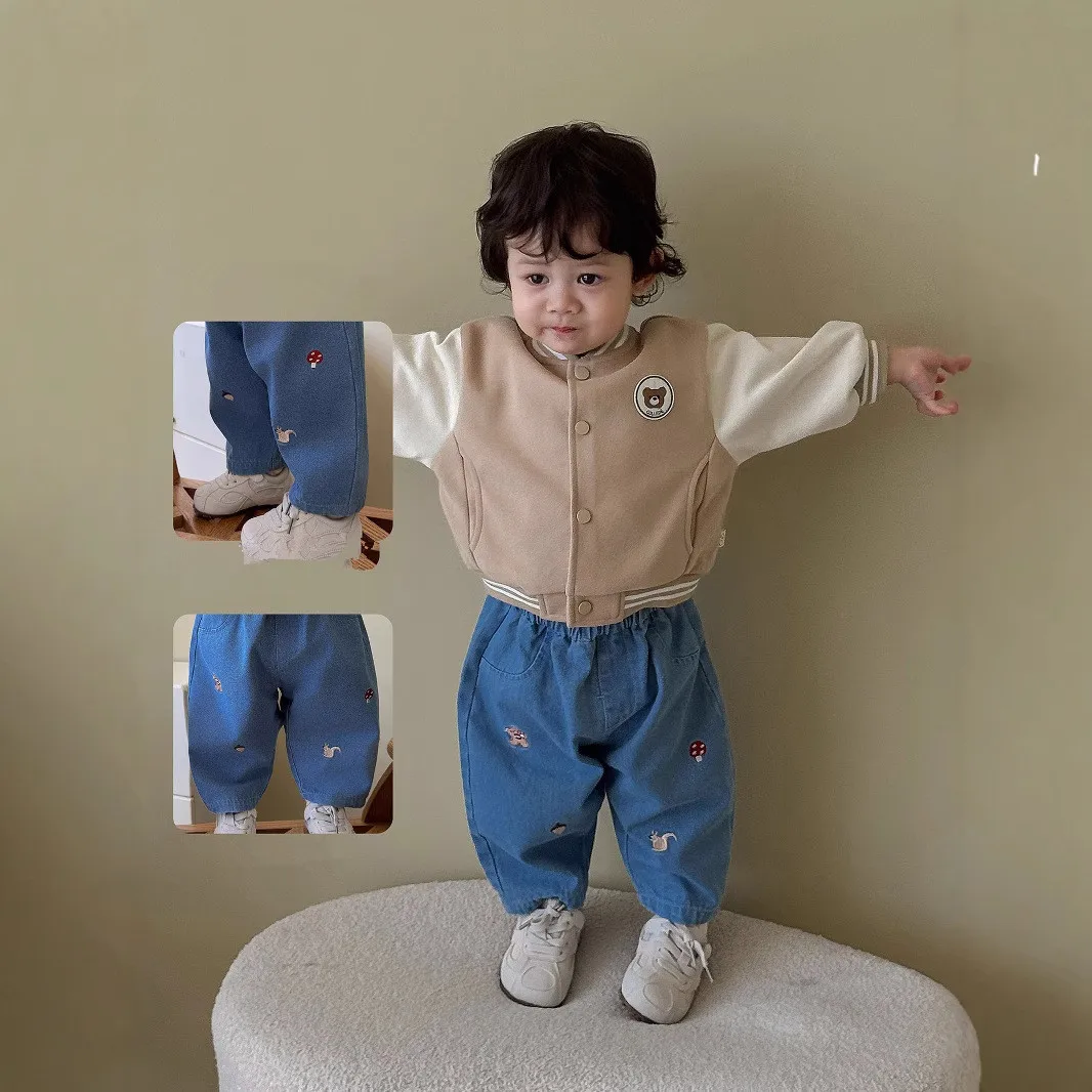 Pantalones bordados de algodón para bebés – Estilo casual y holgado - imagen 4