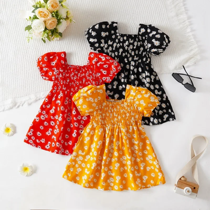 Vestido bebé niña floral de verano con mangas abullonadas - imagen 2
