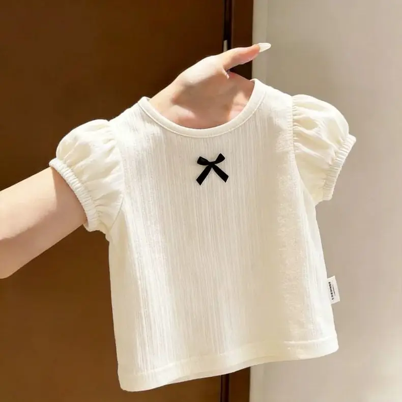Camiseta de niña de verano con mangas abullonadas estilo coreano - imagen 4
