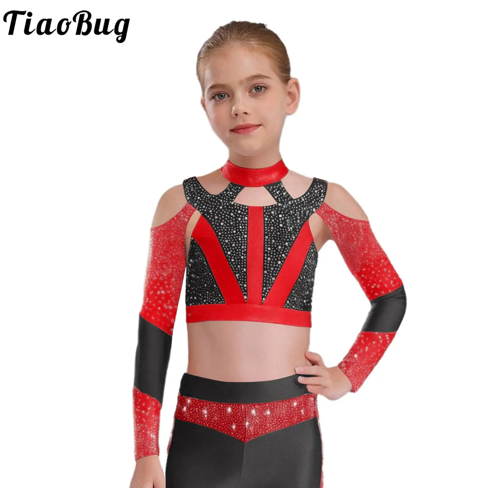 Top de patinaje artístico estilo jazz con pedrería para niña - imagen 2