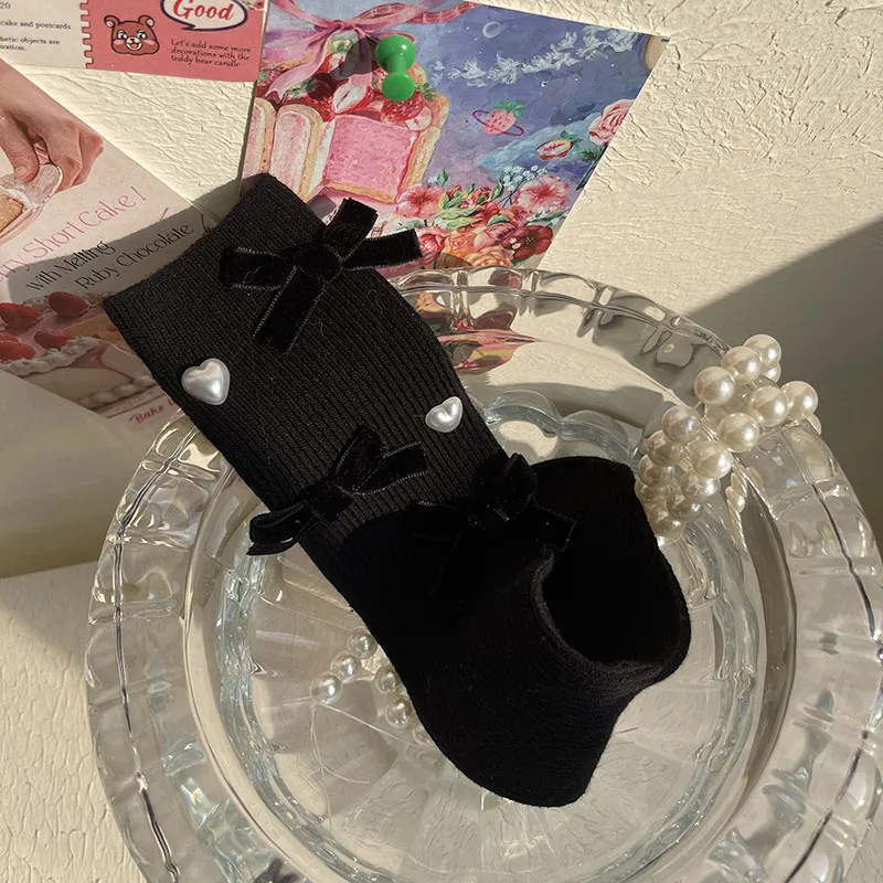 Calcetines por encima de la rodilla para niñas – Corazón con lazo - imagen 4