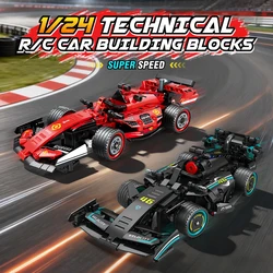 Coche RC deportivo con bloques de construcción y control remoto