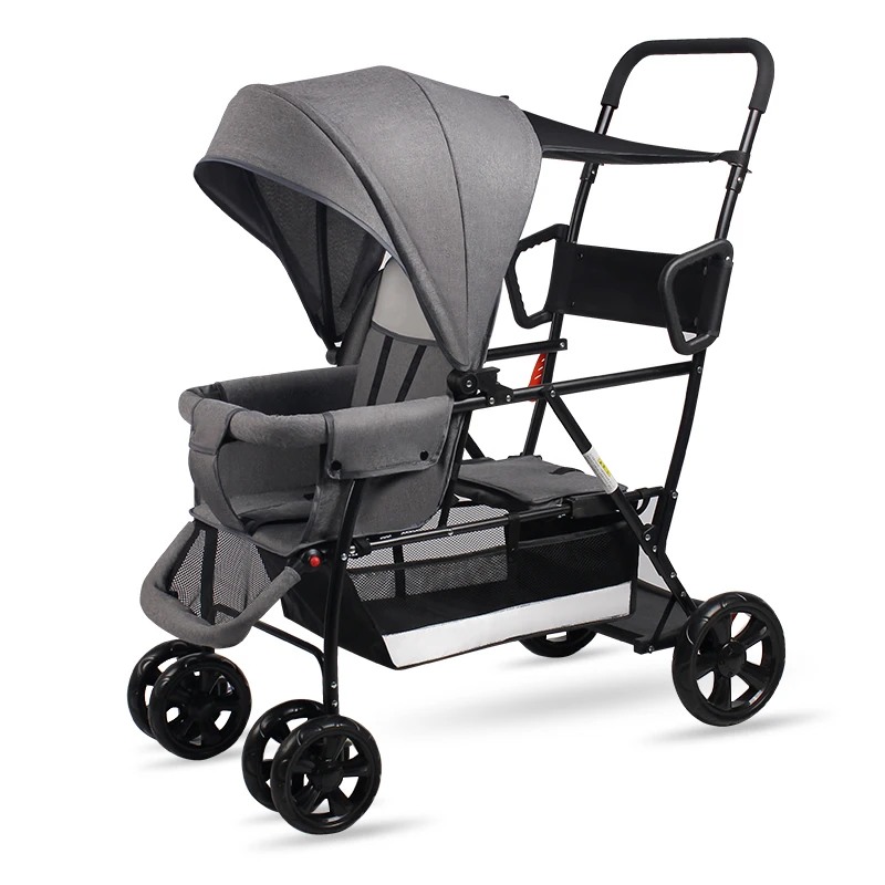 Twin Baby carrito gemelar con reclinado infinito y cesta grande - imagen 2