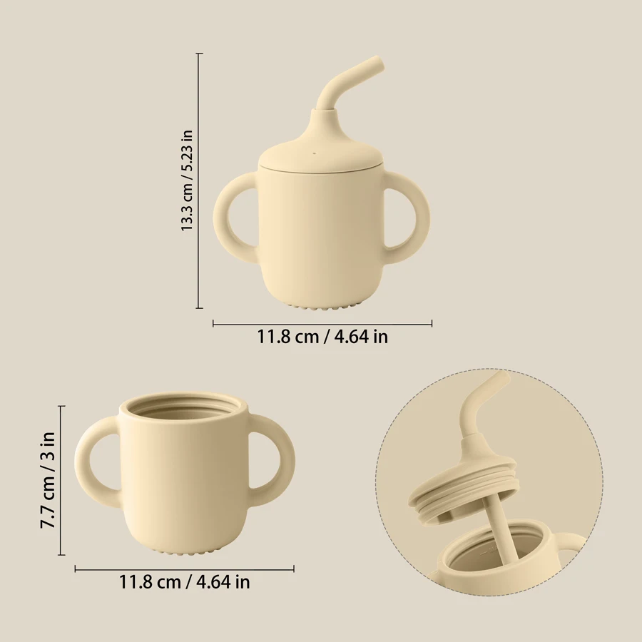 Color Kids Taza de aprendizaje en silicona con pajita portátil - imagen 5
