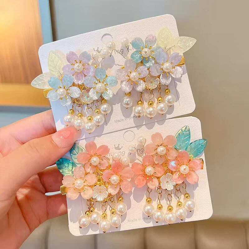 Tocado para bebé estilo chino con cuentas y flor - pinzas para el pelo - imagen 4