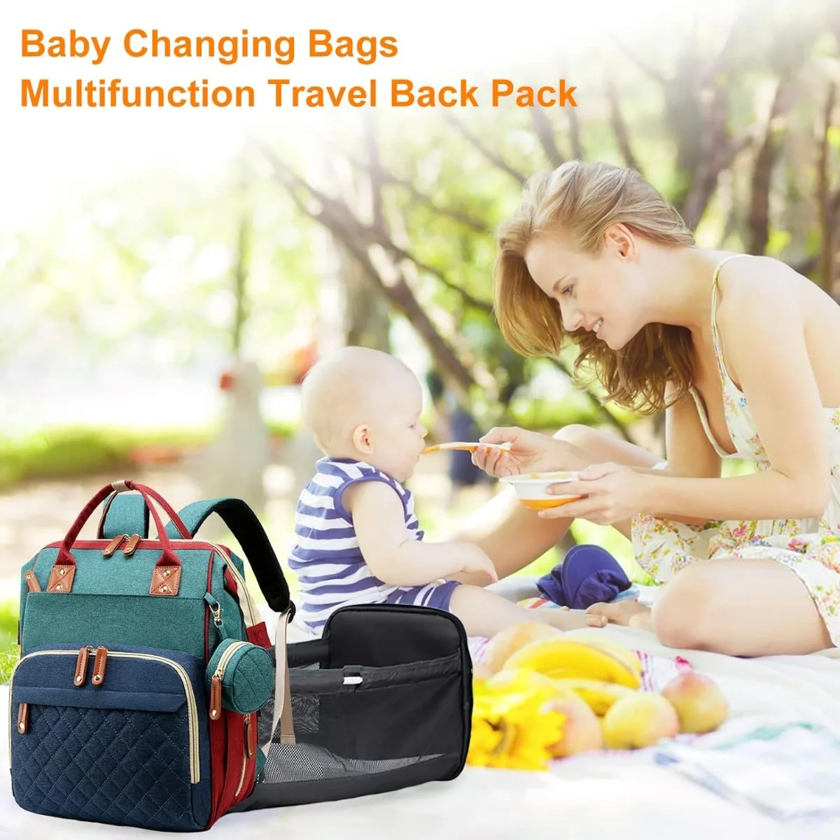 Mochila cambiador para bebé plegable con bolsa de pañales - imagen 2