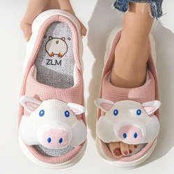 Zapatillas de casa con dibujos para niños – transpirable lino y algodón