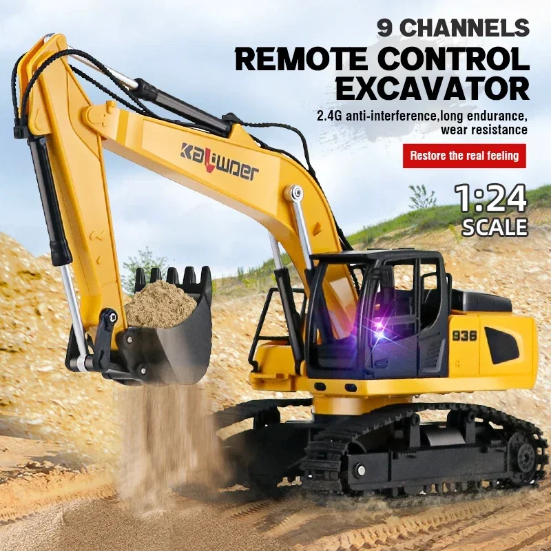 Huina excavadora RC con control remoto de aleación y plástico - imagen 4